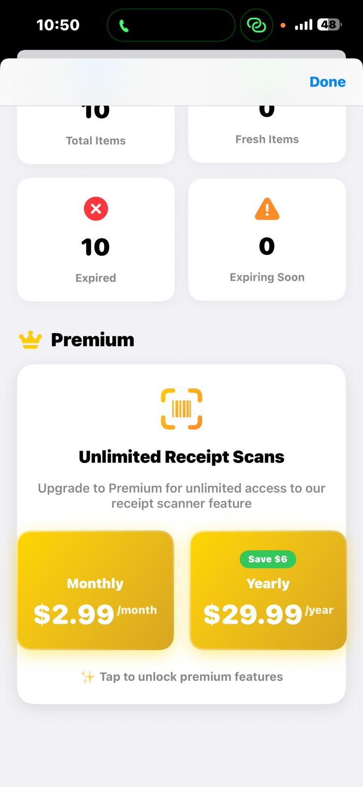 MyFridge App - Home Screen