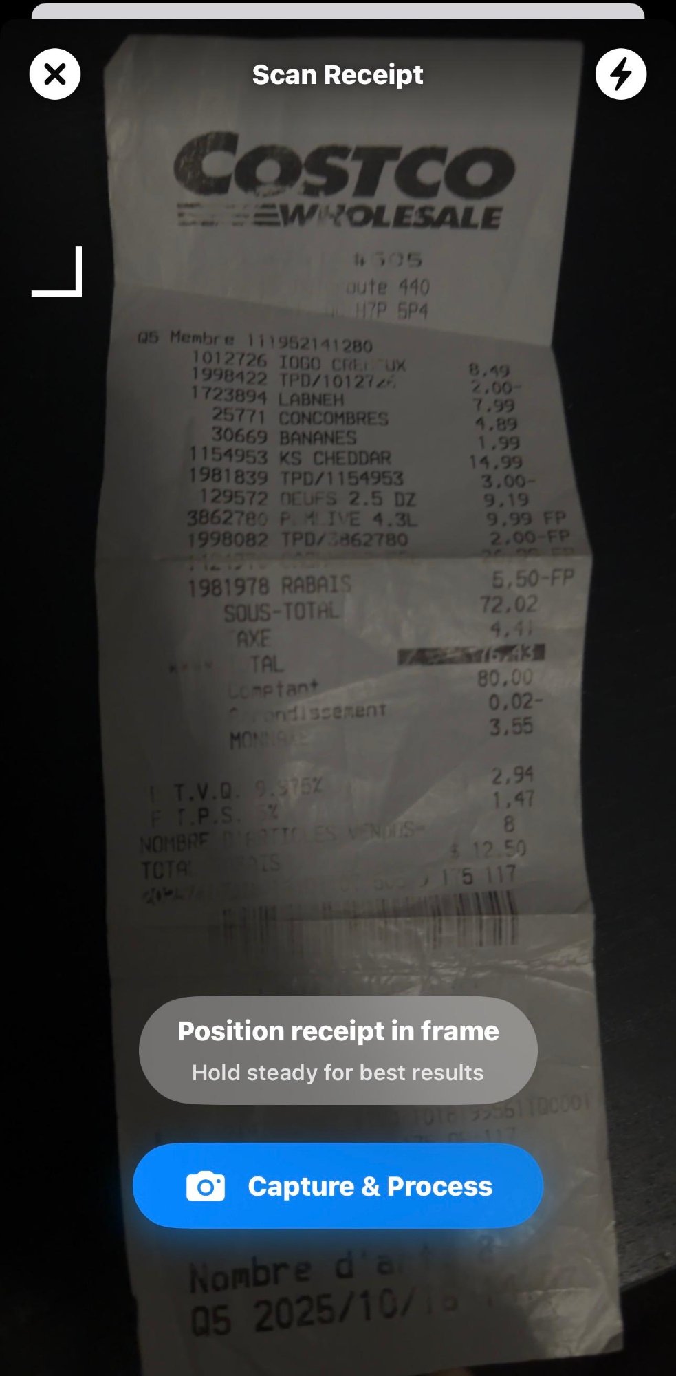 MyFridge App - Receipt Scanner